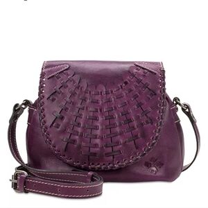 🥰NWT Patricia Nash Puccini Flap Genuine Leather Adjustable Crossbody Bag, Wine